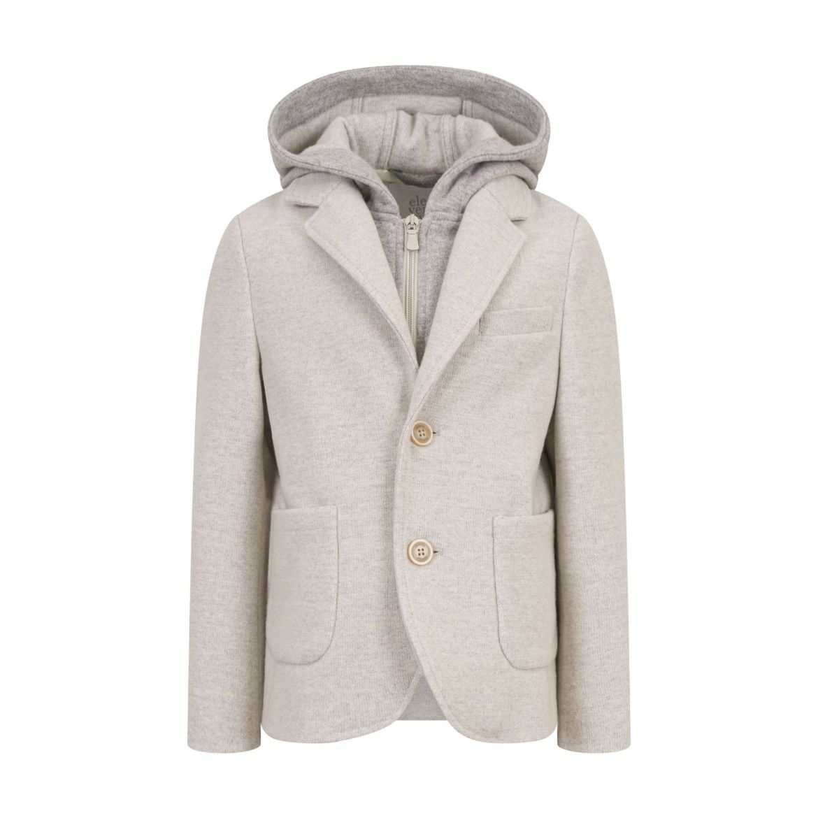 Picture of Eleventy Boys Grey Hooded Knit Jacket