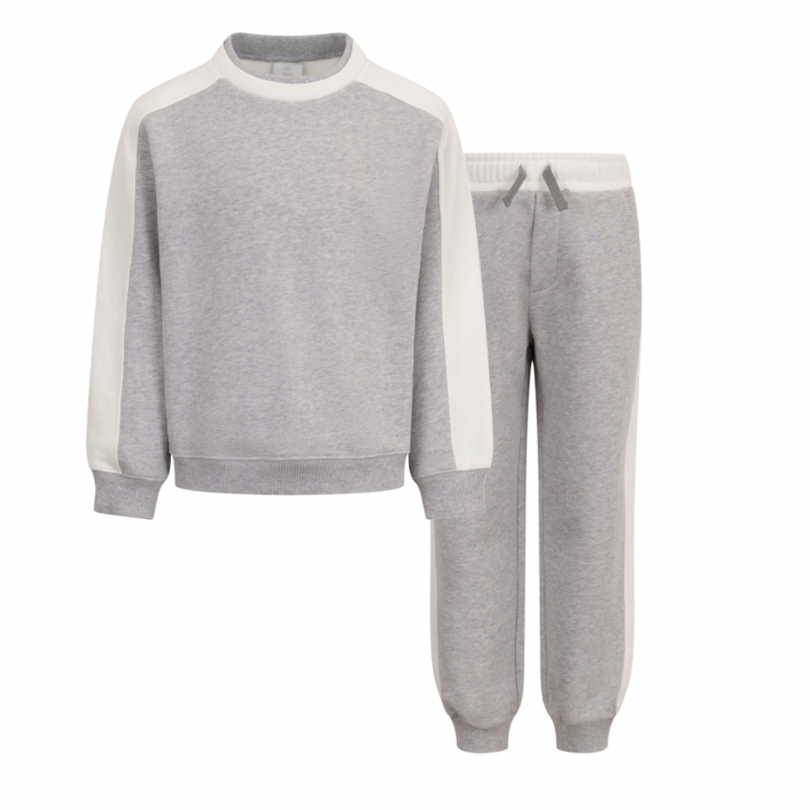 Picture of Eleventy Boys Grey Crewneck Jumper & Jogger Set
