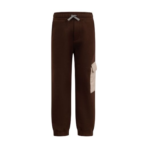 Picture of Eleventy Boys Brown Hooded Jogger Set With Pockets
