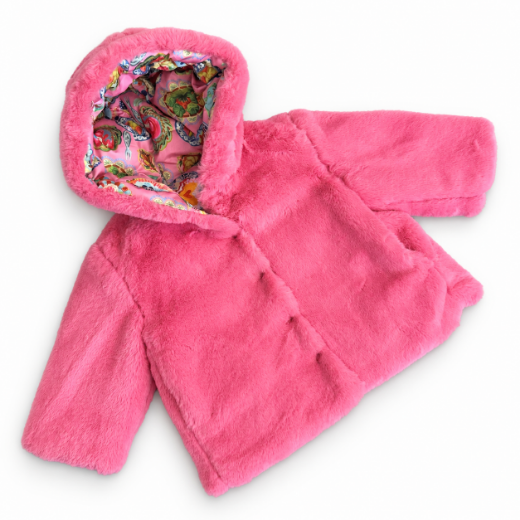 Picture of Oilily Castle Pink Reversible Cake Print/ Faux Fur Coat