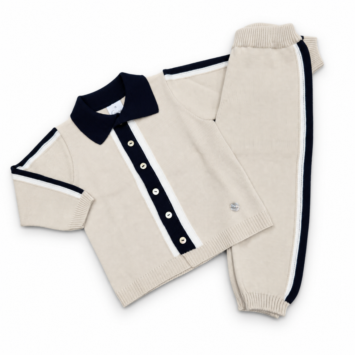 Picture of Granlei Boys Navy Knitted Button Down 2 Piece Set