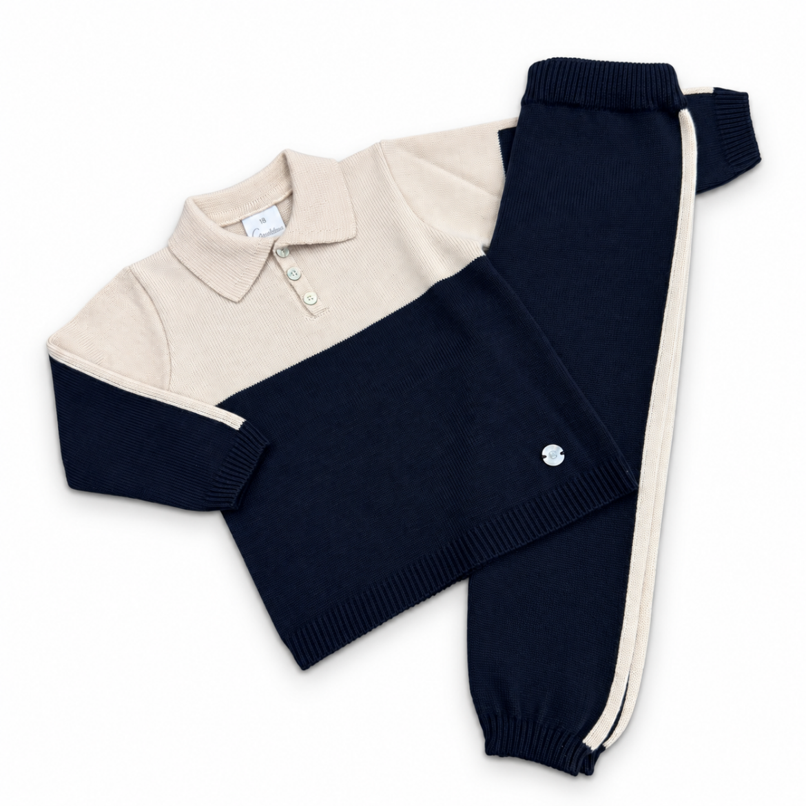Picture of Granlei Boys Navy Knitted Polo 2 Piece Set