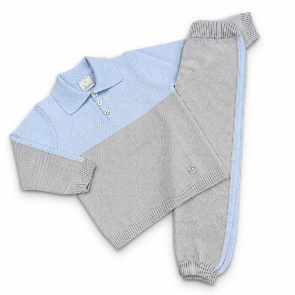 Picture of Granlei Boys Grey Knitted Polo 2 Piece Set