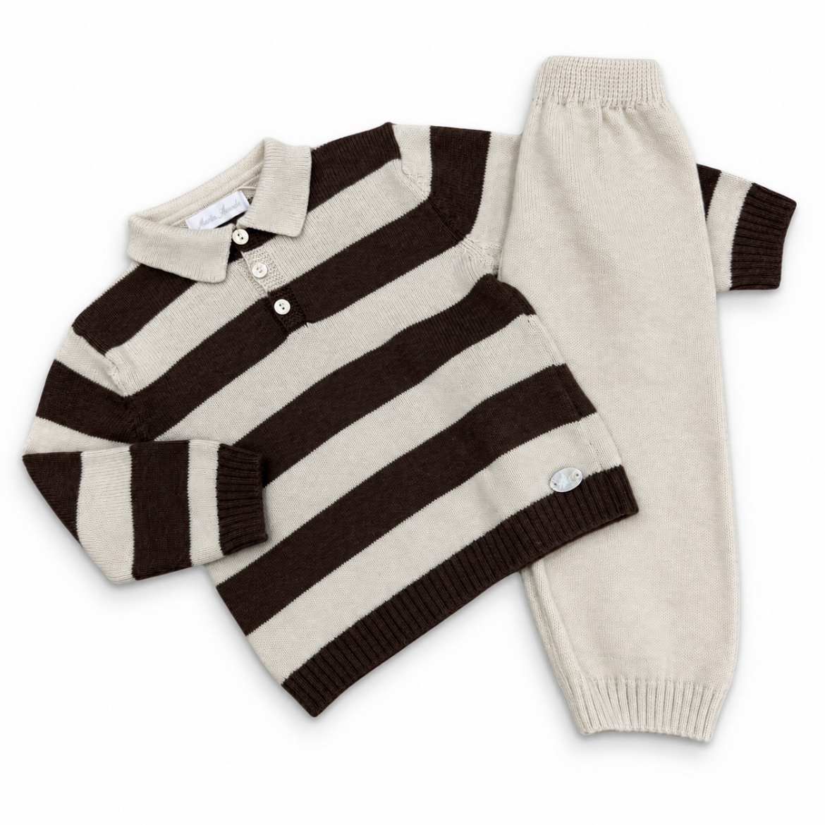 Picture of Martin Aranda Boys Brown Stripe Polo 2 Piece Set