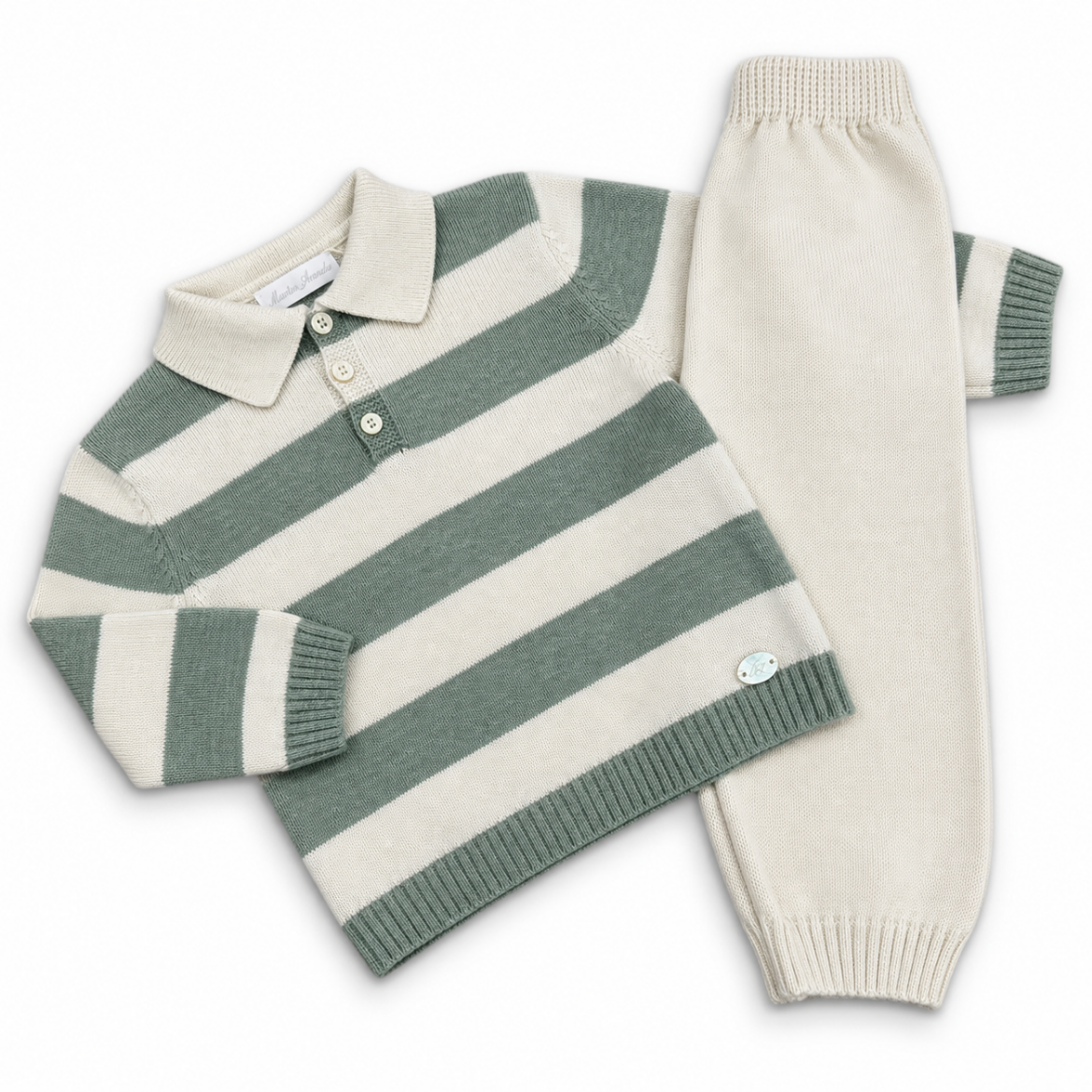 Picture of Martin Aranda Boys Green Stripe Polo 2 Piece Set