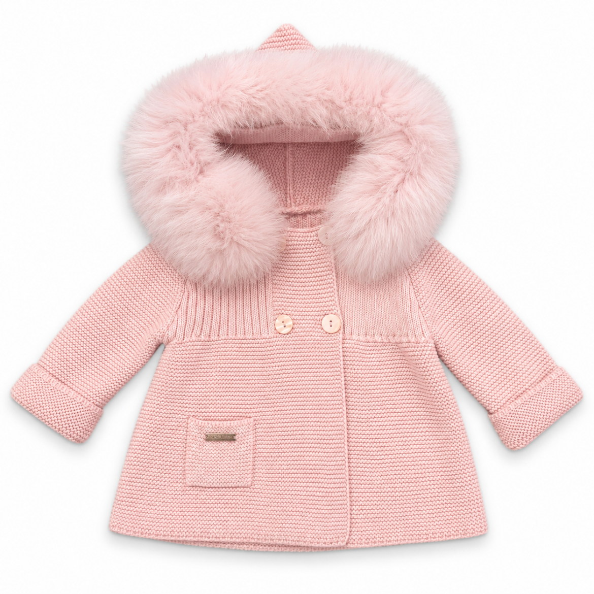Picture of Martin Aranda Girls Pink Fur Hood Cardigan