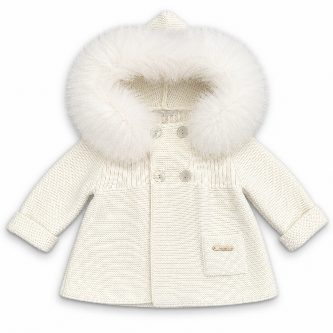 Picture of Martin Aranda Girls Cream Fur Hood Cardigan