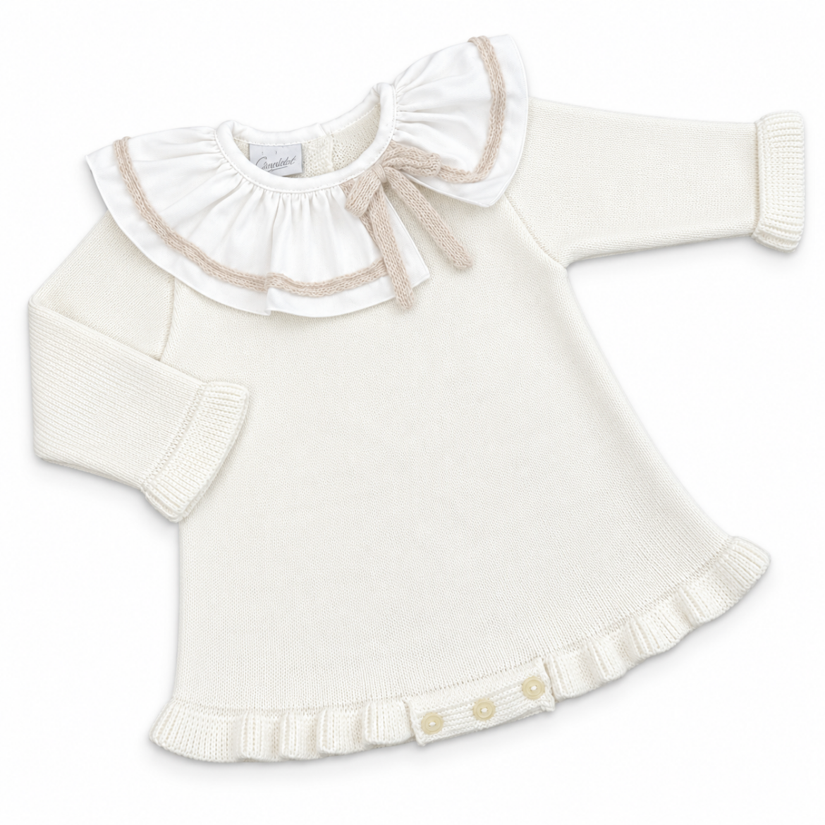 Picture of Granlei Girls Cream Romper With Frill Collar