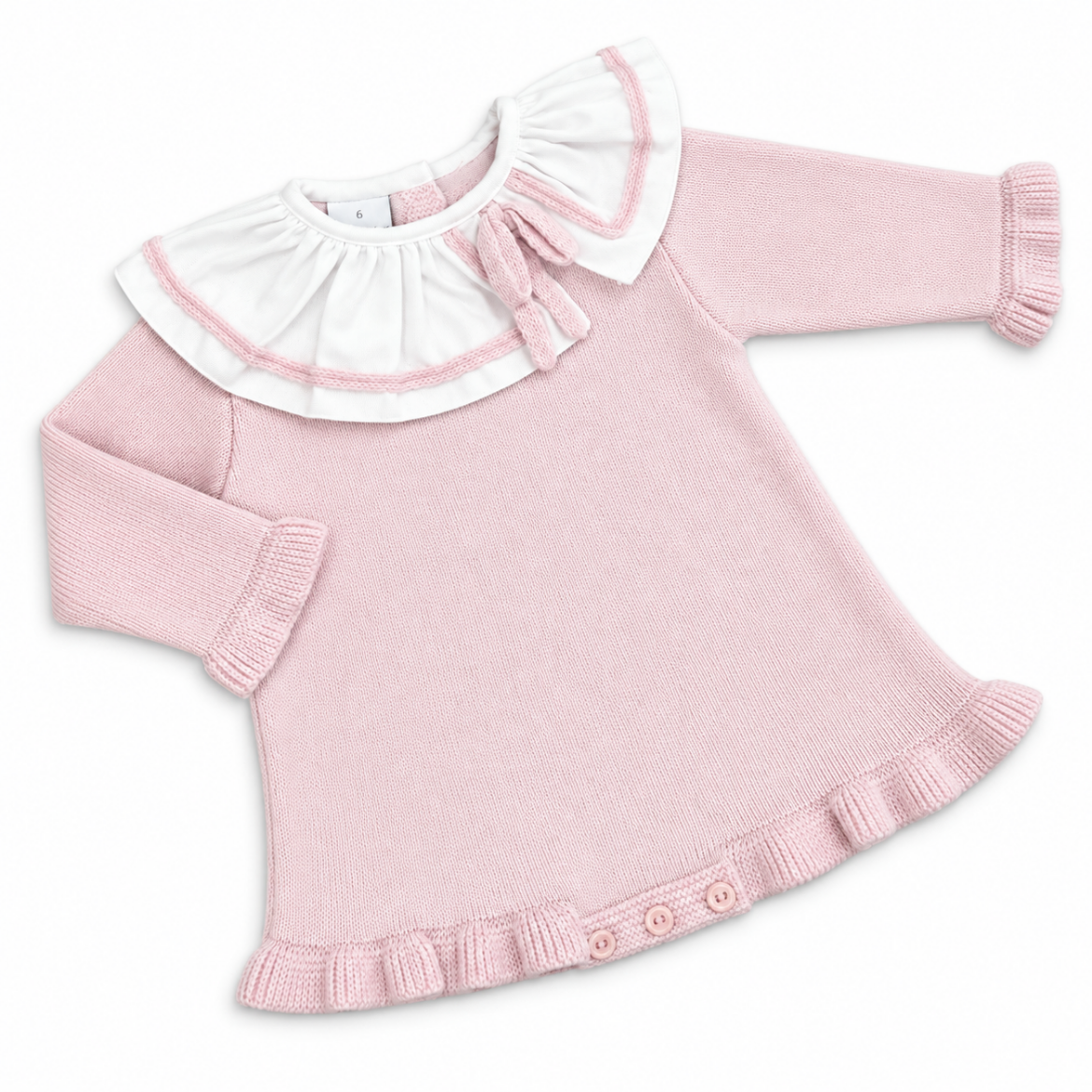 Picture of Granlei Girls Pink Knitted Romper With Frill Collar