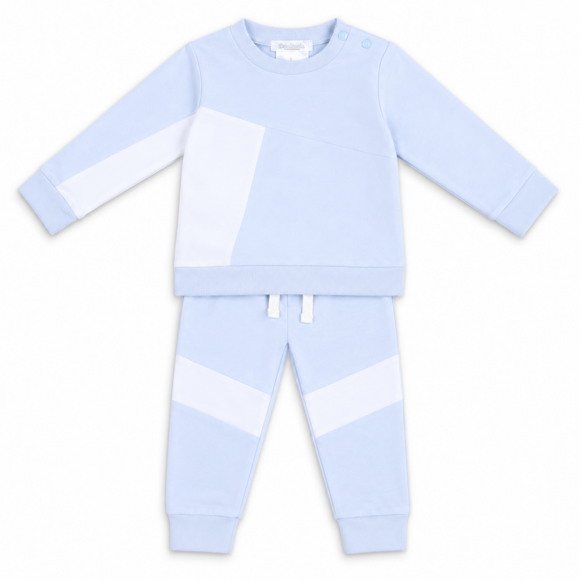 Picture of Deolinda Boys Blue & White Crew Neck Tracksuit