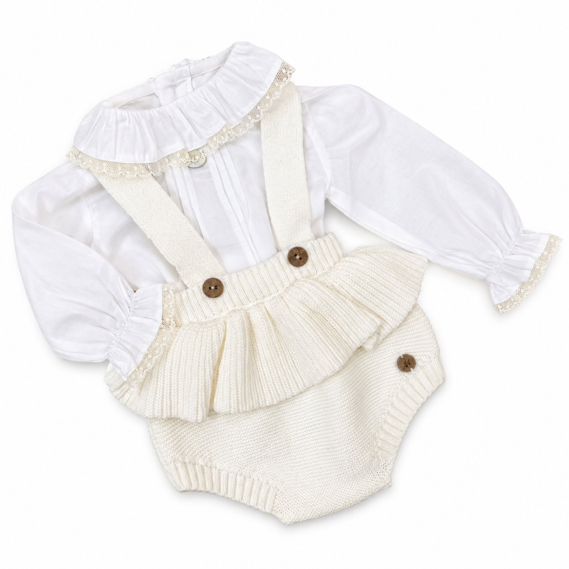 Picture of Martin Aranda Girls Shirt & Cream Frill Jam Pants Set