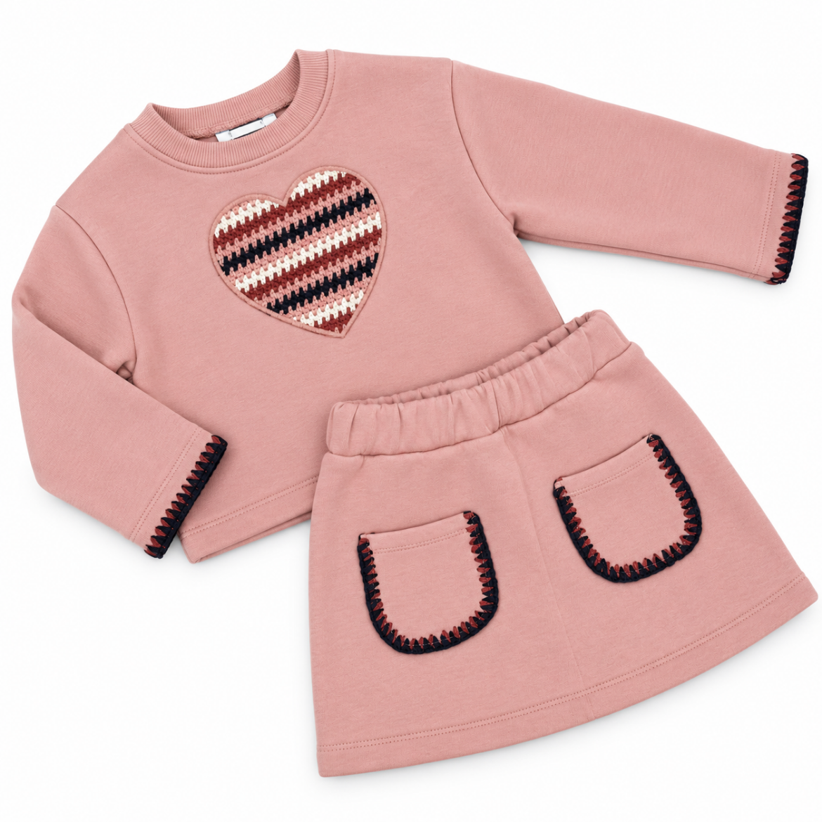 Picture of Mayoral Girls Pink Heart Skirt Set