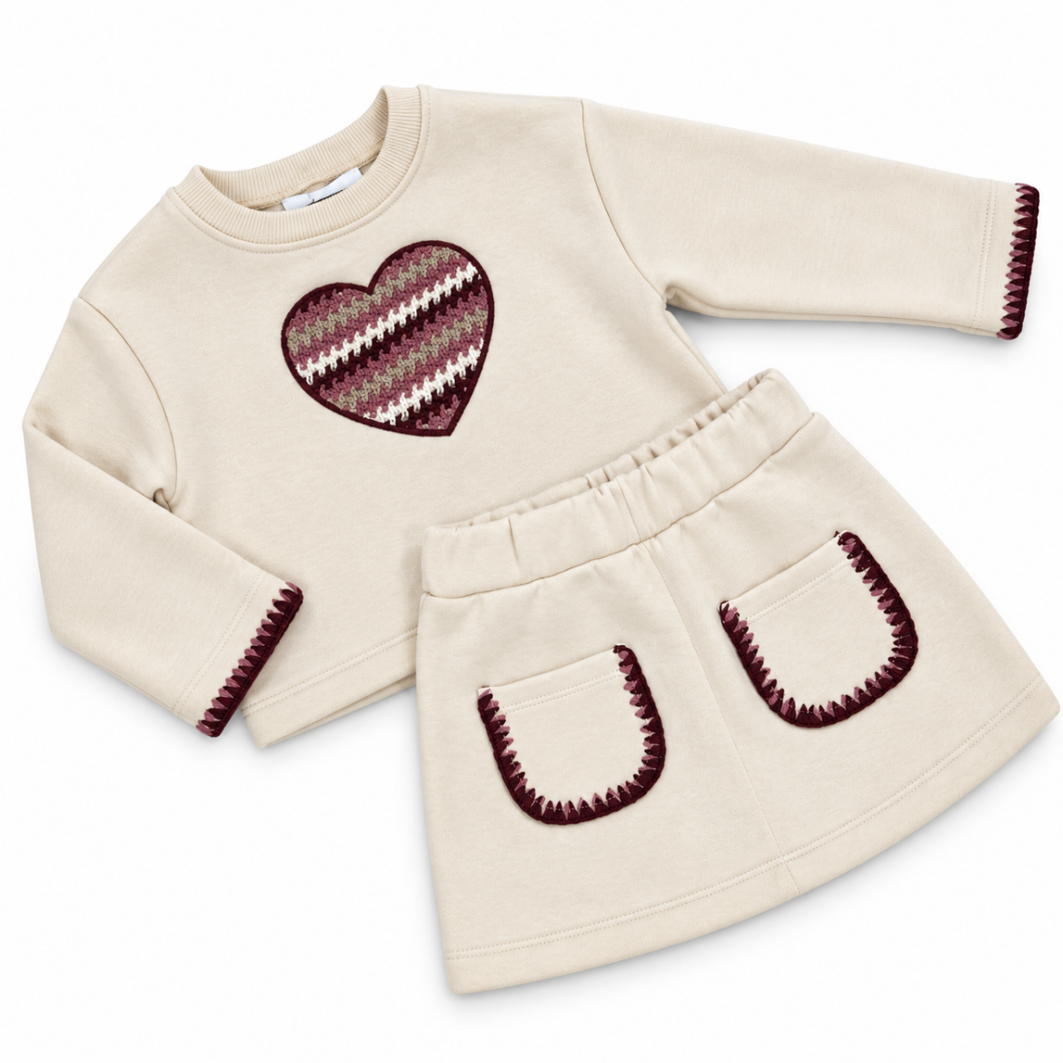 Picture of Mayoral Girls Beige Heart Skirt Set