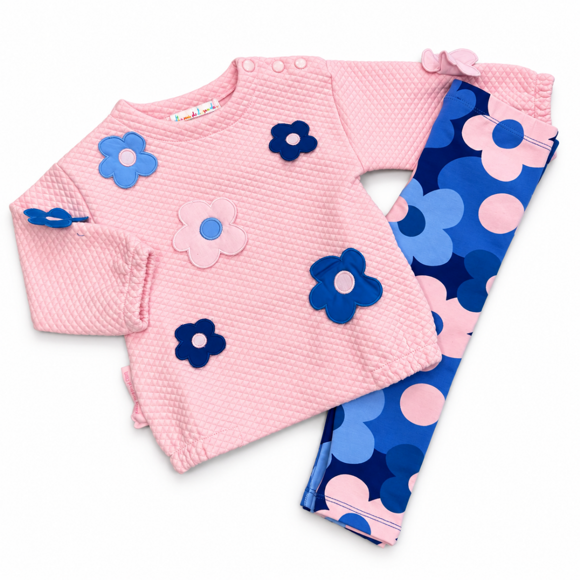 Picture of Agatha Girls Pink & Blue Quilted Sweatshirt & Flowers Legging Set