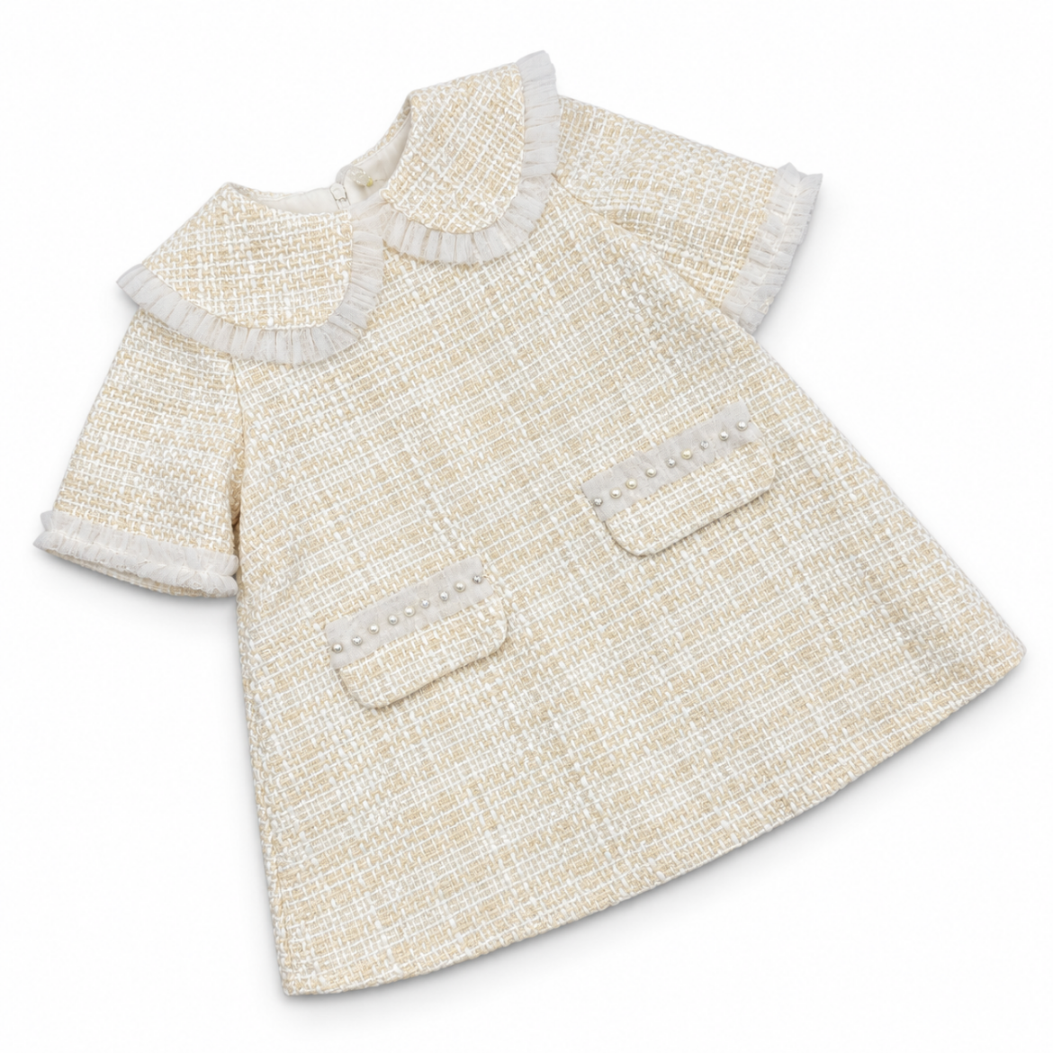 Picture of Bimbalo Girls Cream Tweed Style Dress
