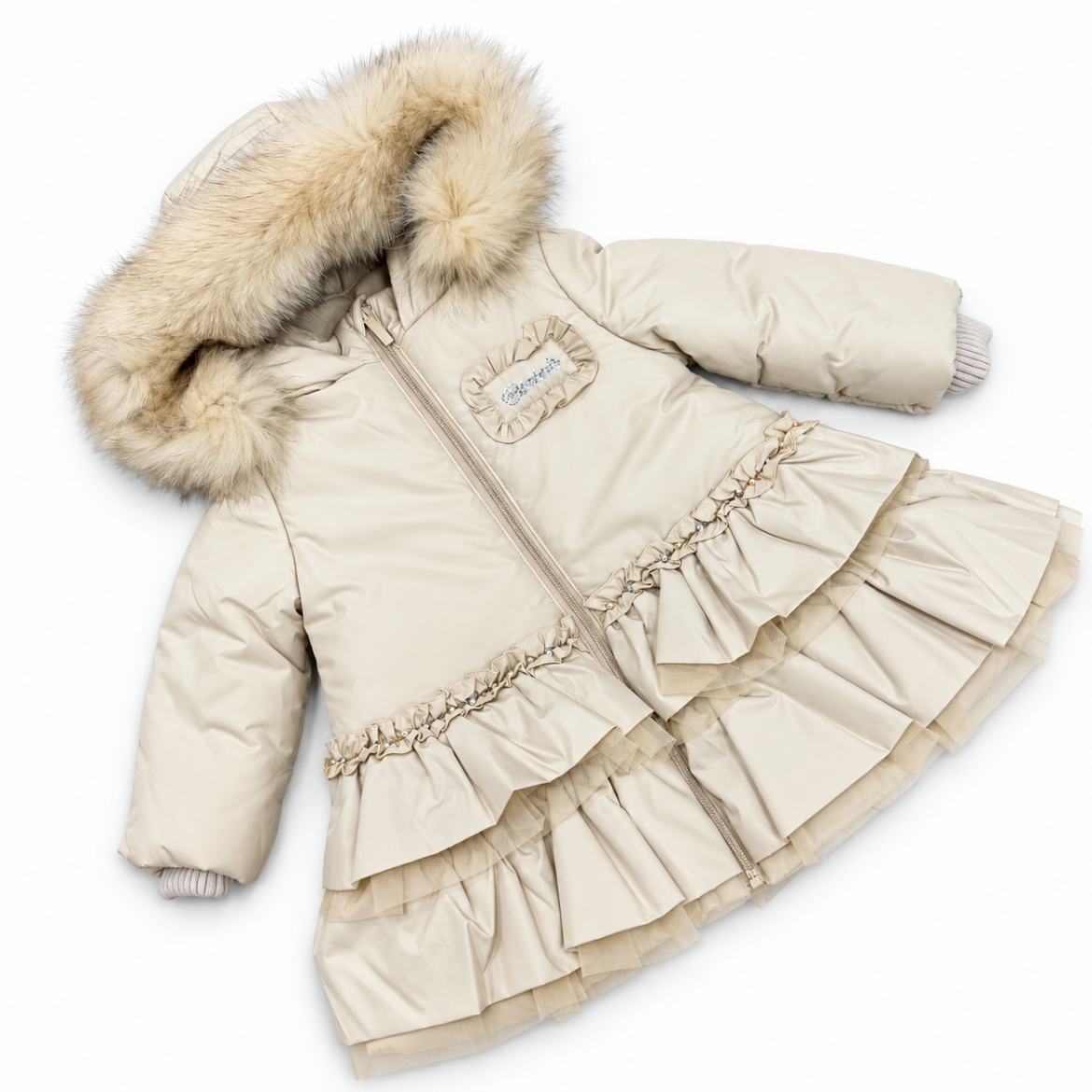 Picture of Bimbalo Girls Beige Frill Coat