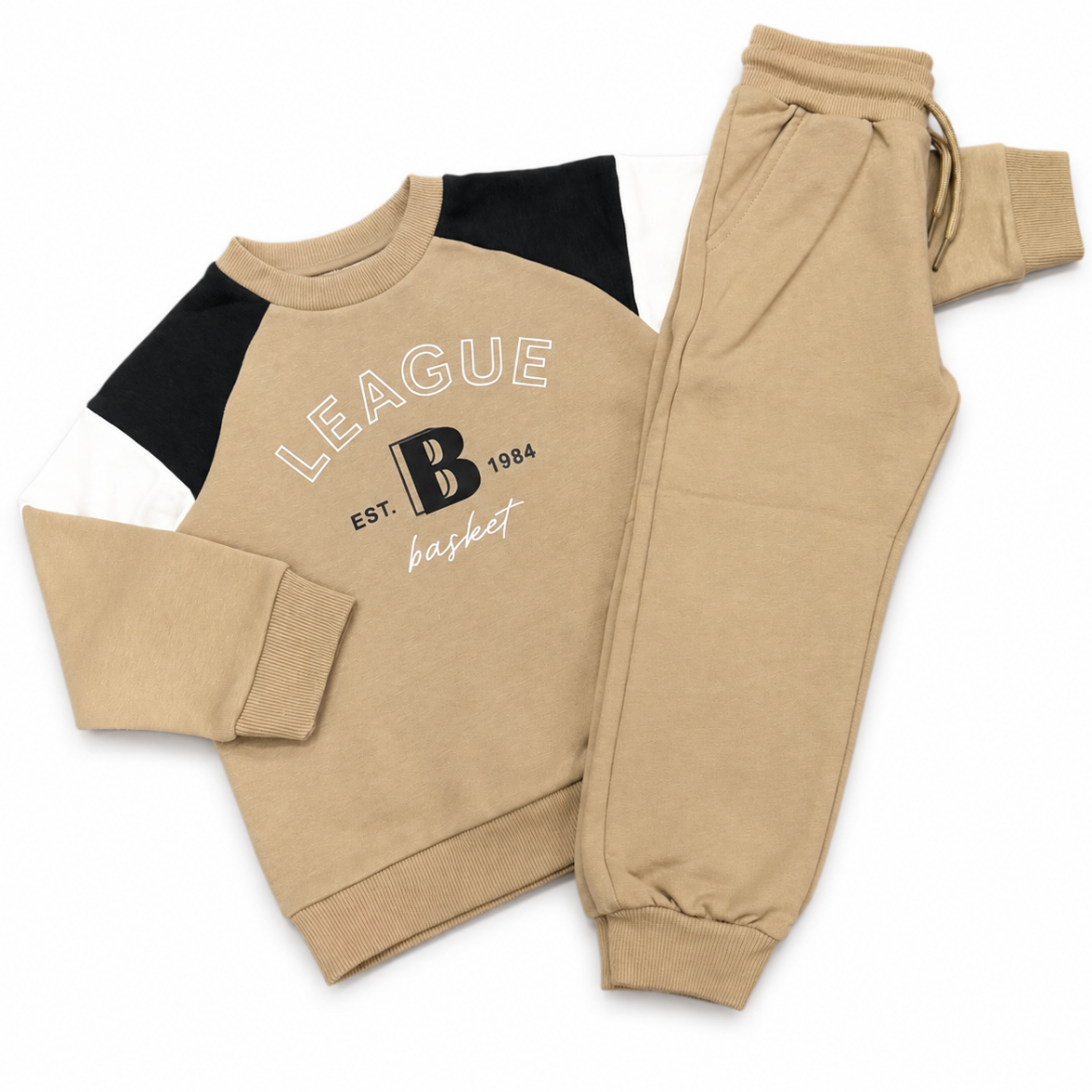 Picture of Mayoral Boys Beige League Crew Neck Tracksuit