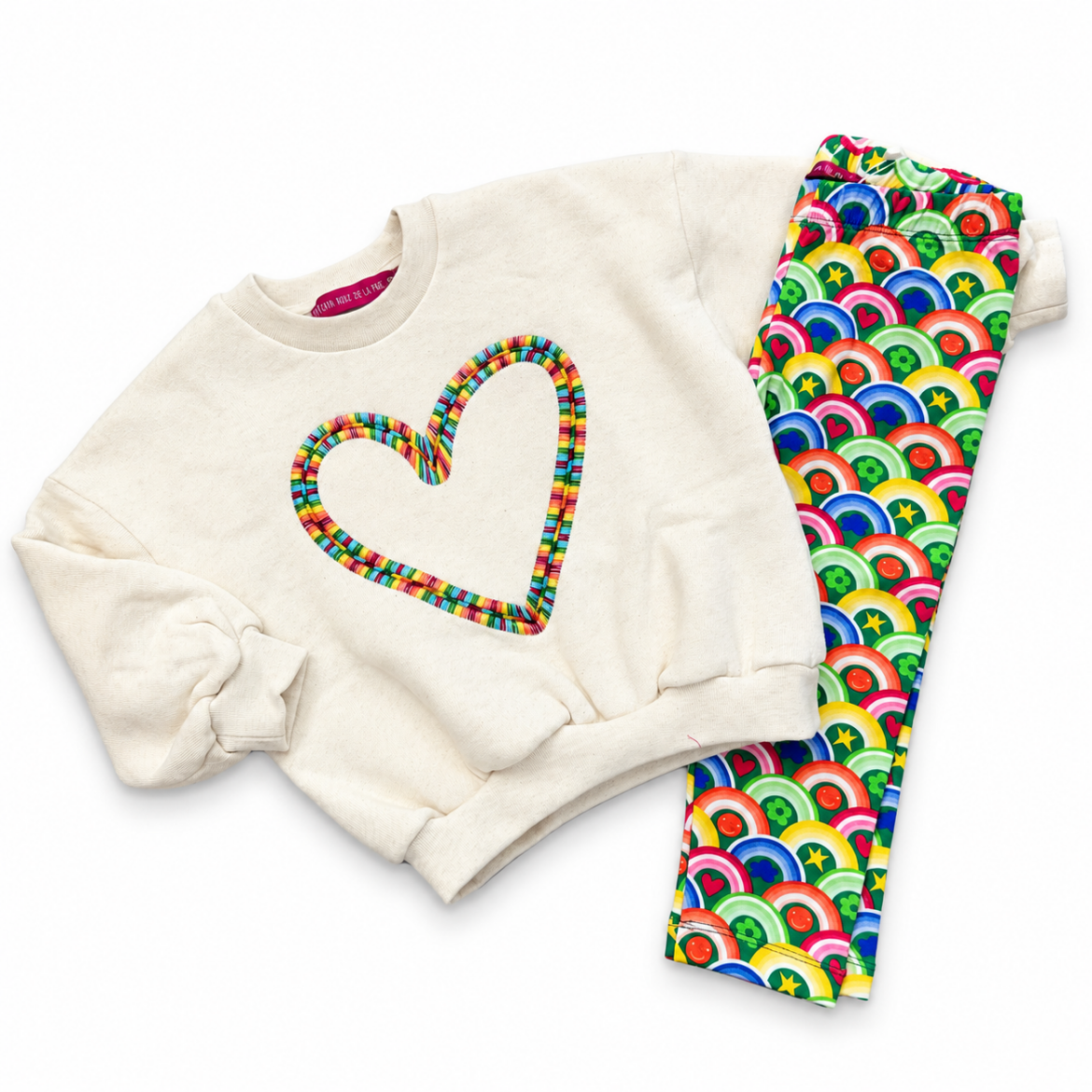 Picture of Agatha Beige Rainbow Heart Legging Set